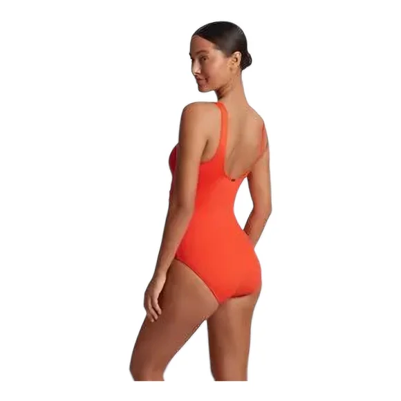 Ralph Lauren Ring Detail One Piece Swimsuit Red Size 12‎ Over the shoulder